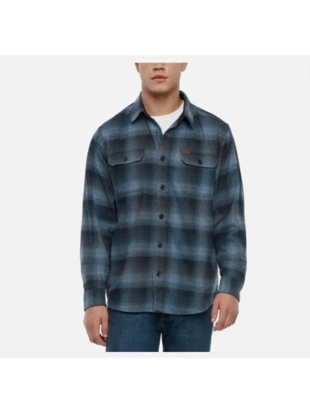 NWT Orvis Men's XXL Blue Plaid Flannel Button-Up Shirt Jacket 100% Cotton